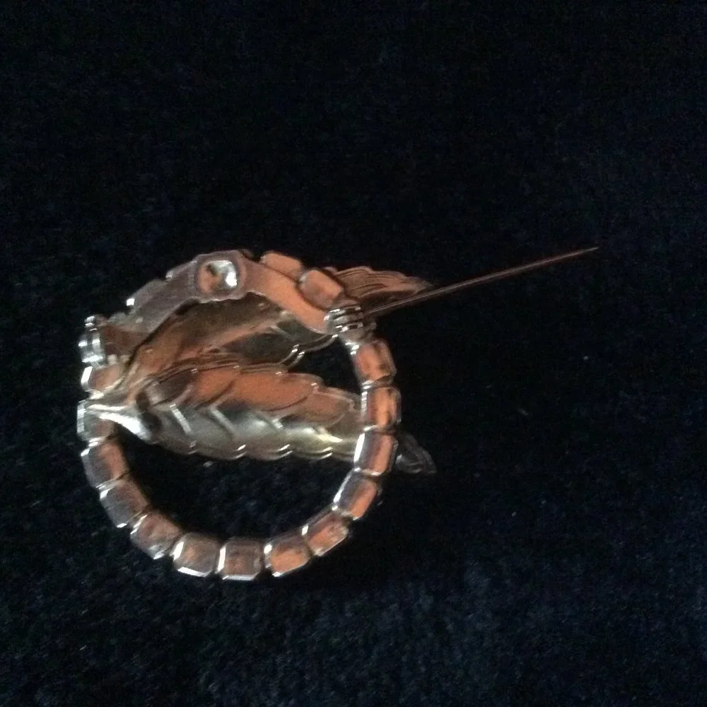 Vintage Mid-Century Modern Gold Tone and Rhinestone Ring with Fern Brooch/Pin - Picture 3 of 3
